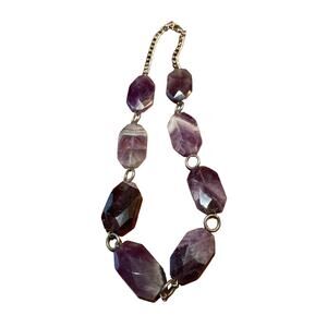 Purple Faceted Stone Statement 18" Necklace